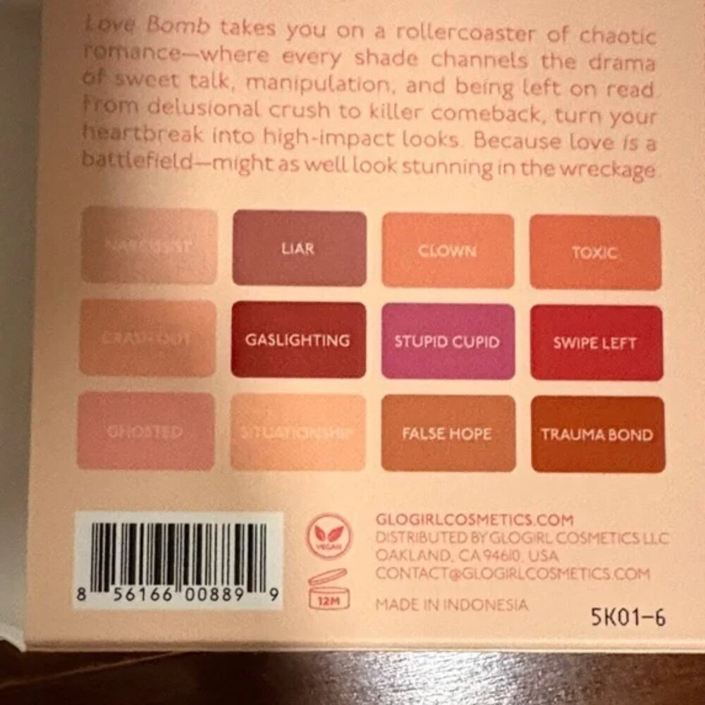 GLOGIRL COSMETICS “Love Bomb” 12-Pan Eyeshadow Palette (BRAND-NEW!) - Picture 5 of 7